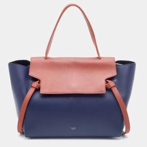 Pre Owned Celine Navy Blue Leather Mini Belt Top Handle Bag