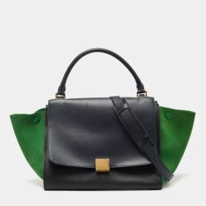 Pre Owned Celine Tricolor Leather and Suede Medium Trapeze Top Handle Bag
