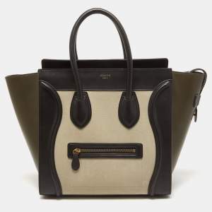 Pre Owned Celine Tricolor Nubuck and Leather Mini Luggage Tote