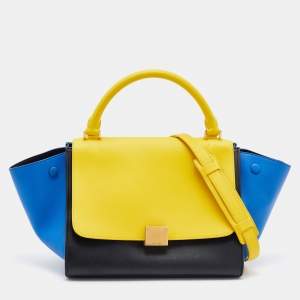 Pre Owned Celine Tri Color Leather Small Trapeze Bag