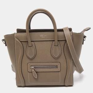 Celine Grey Leather Nano Luggage Tote