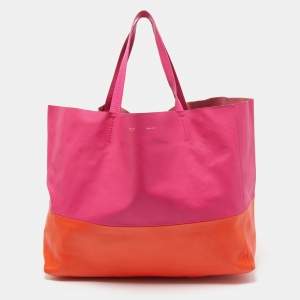 Pre Owned Celine Magenta/Orange Leather Horizontal Cabas Tote