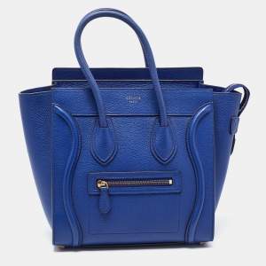 Celine Blue Leather Micro Luggage Tote