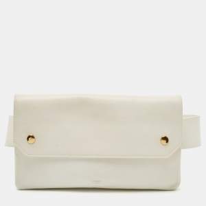 Pre Owned Celine White Leather Flap Bum Waist Bag