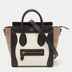 Celine Multicolor Nubuck and Leather Nano Luggage Tote