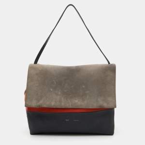 Pre Owned Celine Tricolor Leather And Suede All Soft Shoulder Bag 