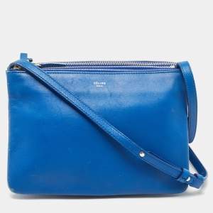 Pre Owned Celine Blue Leather Small Trio Crossbody Bag 