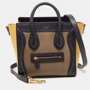 Céline Tri Color Leather and Nubuck Nano Luggage Tote