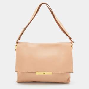 Pre Owned Celine Beige Leather Blade Flap Shoulder Bag