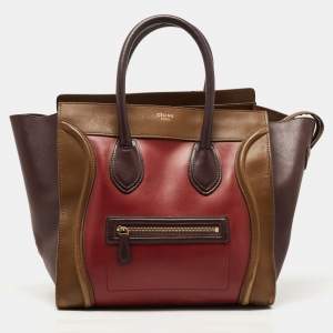 Pre Owned Celine Tri Color Leather Mini Luggage Tote