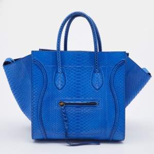 Pre Owned Celine Blue Python Medium Phantom Luggage Tote 