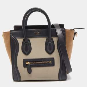Pre Owned Celine Tri Color Leather Nano Luggage Tote