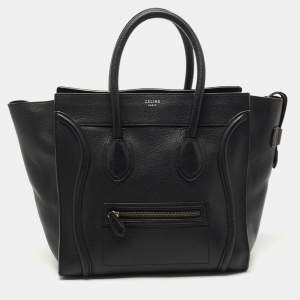 Pre Owned Celine Black Leather Mini Luggage Tote