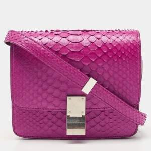 Celine Purple Python Leather Small Classic Box Flap Bag