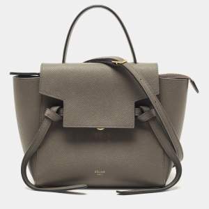 Pre Owned Celine Grey Leather Nano Belt Top Handle Bag