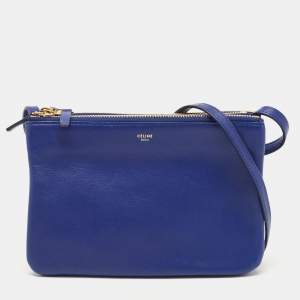 Pre Owned Celine Blue Leather Trio Crossbody Bag