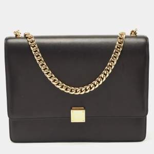 Pre Owned Celine Black Leather Large Case Flap Chain Bag