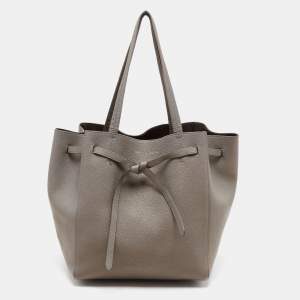 Pre Owned Celine Grey Leather Medium Tassel Phantom Cabas Tote