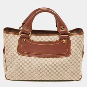Pre Owned Celine Beige/Tan Macadam Canvas and Leather Boogie Tote