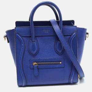 Celine Blue Leather Nano Luggage Tote