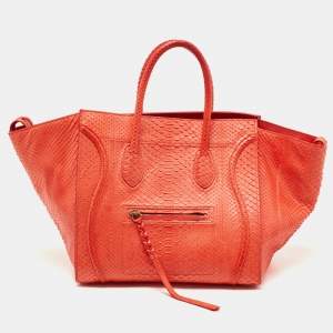 Pre Owned Celine Red Python Medium Phantom Luggage Tote