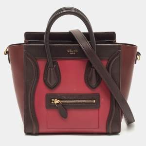 Pre Owned Celine Tricolor Leather Nano Luggage Tote