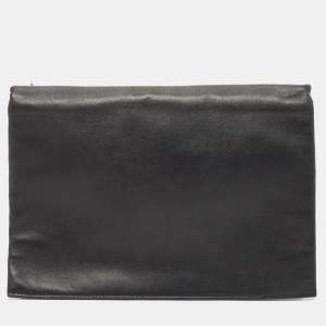 Celine Black Leather Zip Pouch