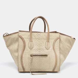 Pre Owned Celine Grey Python Medium Phantom Luggage Tote