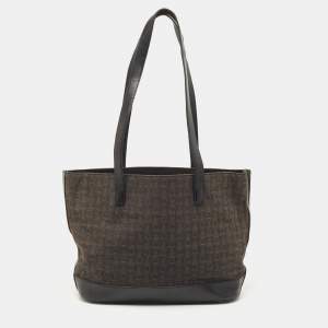 Pre Owned Celine Black Macadam Canvas And Leather Tote