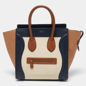 Pre Owned Celine Tricolor Leather Mini Luggage Tote