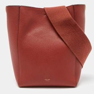 Celine Dark Claycourt Leather Small Sangle Hobo