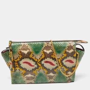 Celine Multicolor Python Clutch On Chain