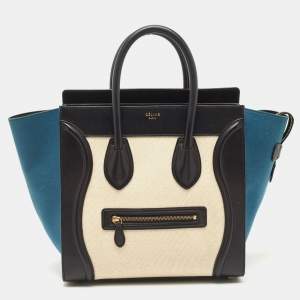 Pre Owned Celine Tricolor Canvas and Leather Mini Luggage Tote