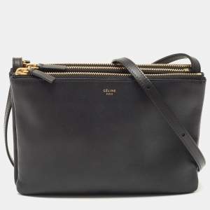 Celine Black Leather Small Trio Crossbody Bag