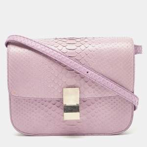 Pre Owned Celine Lilac Python Medium Classic Box Bag