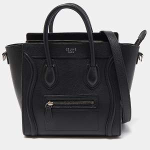 Celine Black Leather Nano Luggage Tote