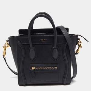 Celine Black Leather Nano Luggage Tote