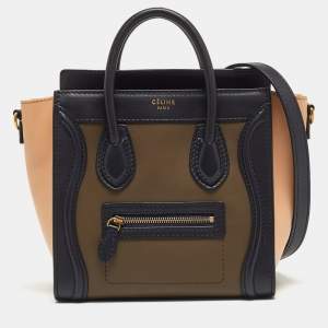 Pre Owned Céline Tri Color Leather Nano Luggage Tote