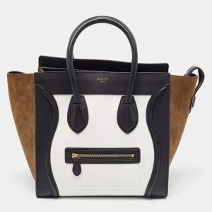 Pre Owned Celine Tri Color Leather Mini Luggage Tote