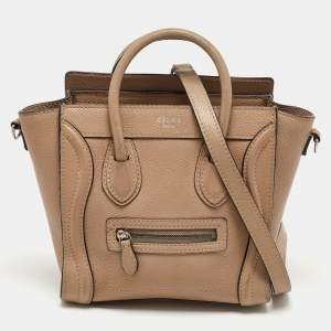 Pre Owned Céline Beige Leather Nano Luggage Tote