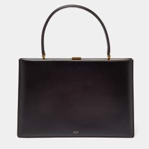 Pre Owned Celine Burgundy Leather Frame Top Handle Bag