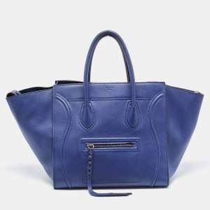 Pre Owned Celine Blue Leather Medium Phantom Luggage Tote