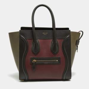 Pre Owned Celine Tri Color Leather Micro Luggage Tote