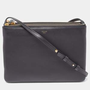 Pre Owned Celine Black Leather Trio Crossbody Bag