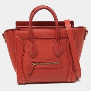 Pre Owned Céline Rust Brown Leather Nano Luggage Tote
