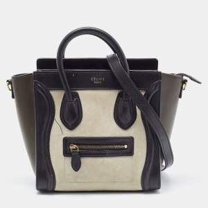 Pre Owned Celine Tricolor Nubuck and Leather Mini Luggage Tote