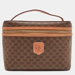 Pre Owned Celine Brown Macadam Coated Canvas and Leather Vanity Bag
