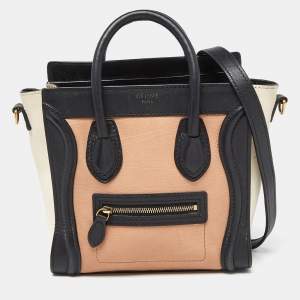 Pre Owned Celine Tricolor Leather Nano Luggage Tote