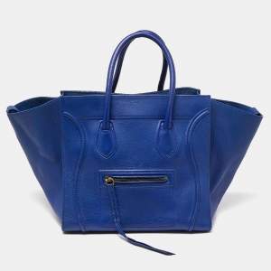 Pre Owned Celine Blue Leather Medium Phantom Luggage Tote