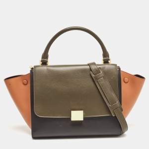 Celine Tricolor Leather Small Trapeze Top Handle Bag